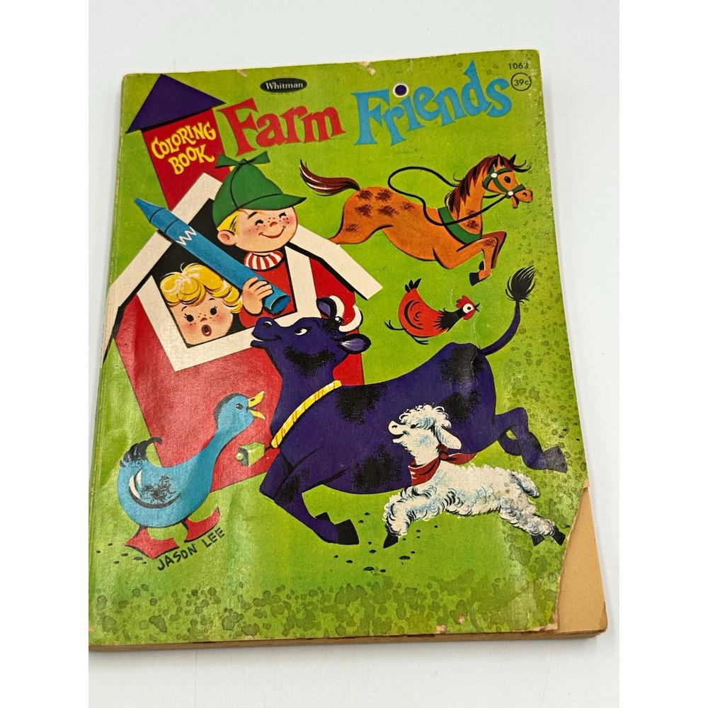 Whitman Farm Friends Coloring Book Paperback Farm Animals Ages 75% non colored